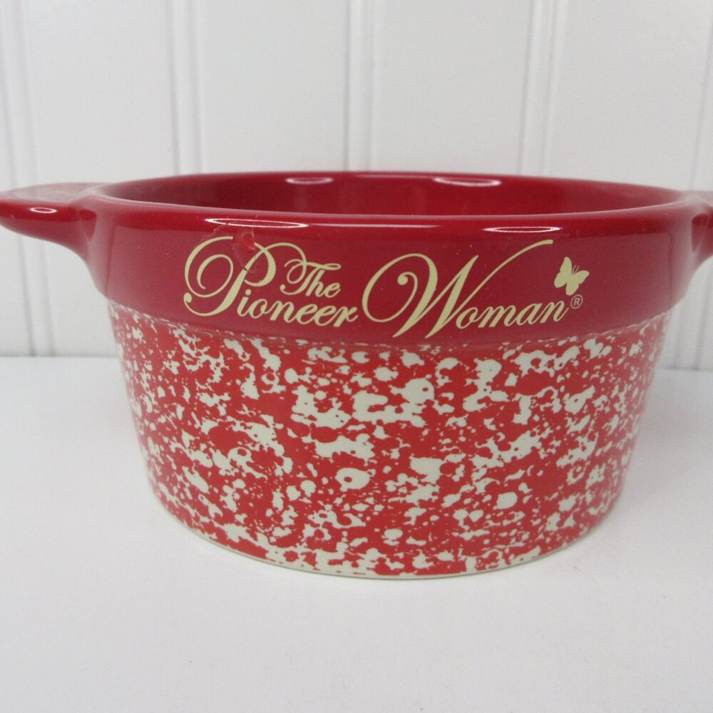 Pioneer Woman Candle Country Splatter Red Ceramic Cocotte Cider 8oz 3 Wick New